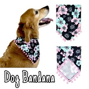 NWT Vibrant Life Floral Pom Edge Dog Bandana